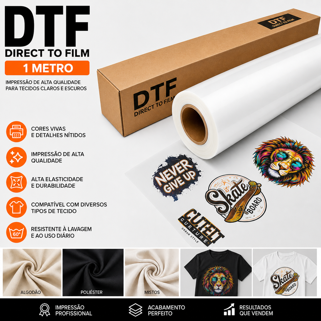 1 Metro DTF 57x100 Personalizado Premium Cores Vibrantes
